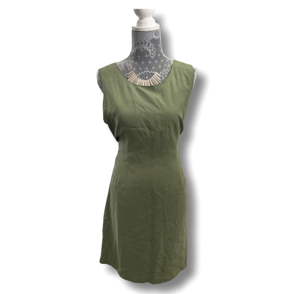 Vintage Express Emerald Green Silk Sleeveless Dress Size 11/12